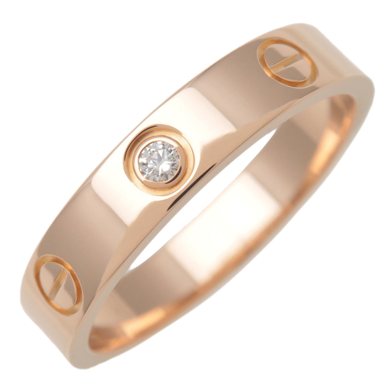 Cartier-Mini-Love-Ring-1P-Diamond-K18-750PG-Rose-Gold-#55-US7-7.5