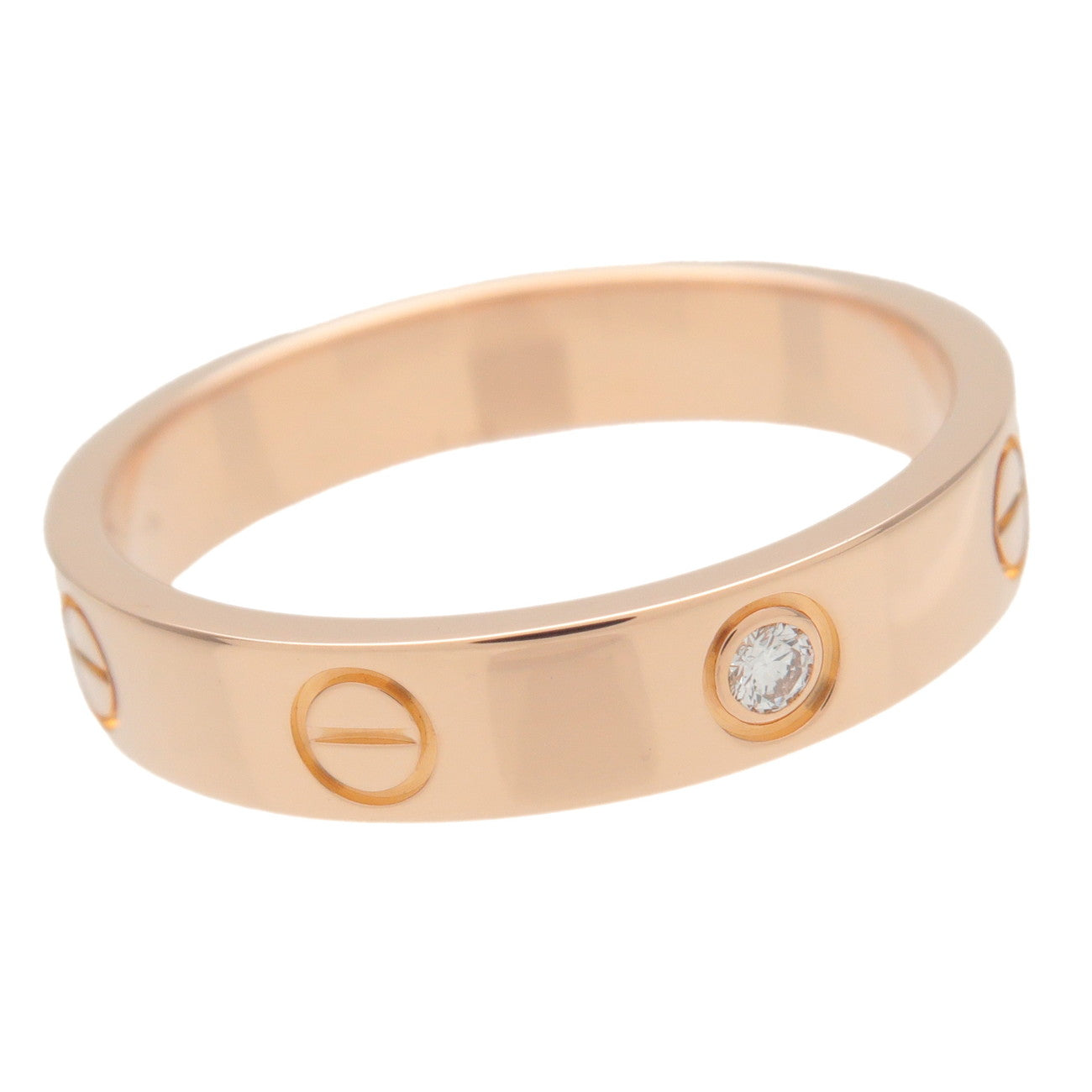 Cartier Mini Love Ring 1P Diamond K18 750PG Rose Gold #55 US7-7.5