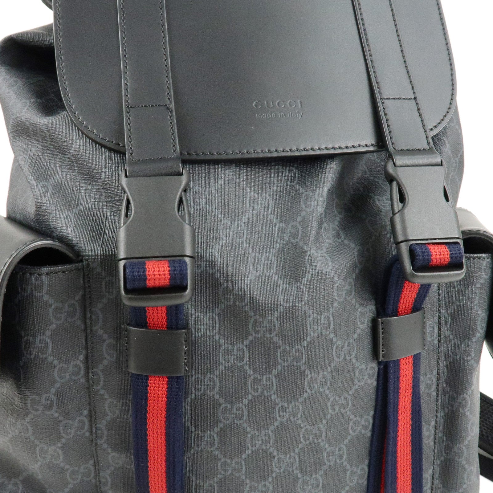 GUCCI Sherry GGSupreme Leather Backpack Rucksack Black Gray 495563 Used