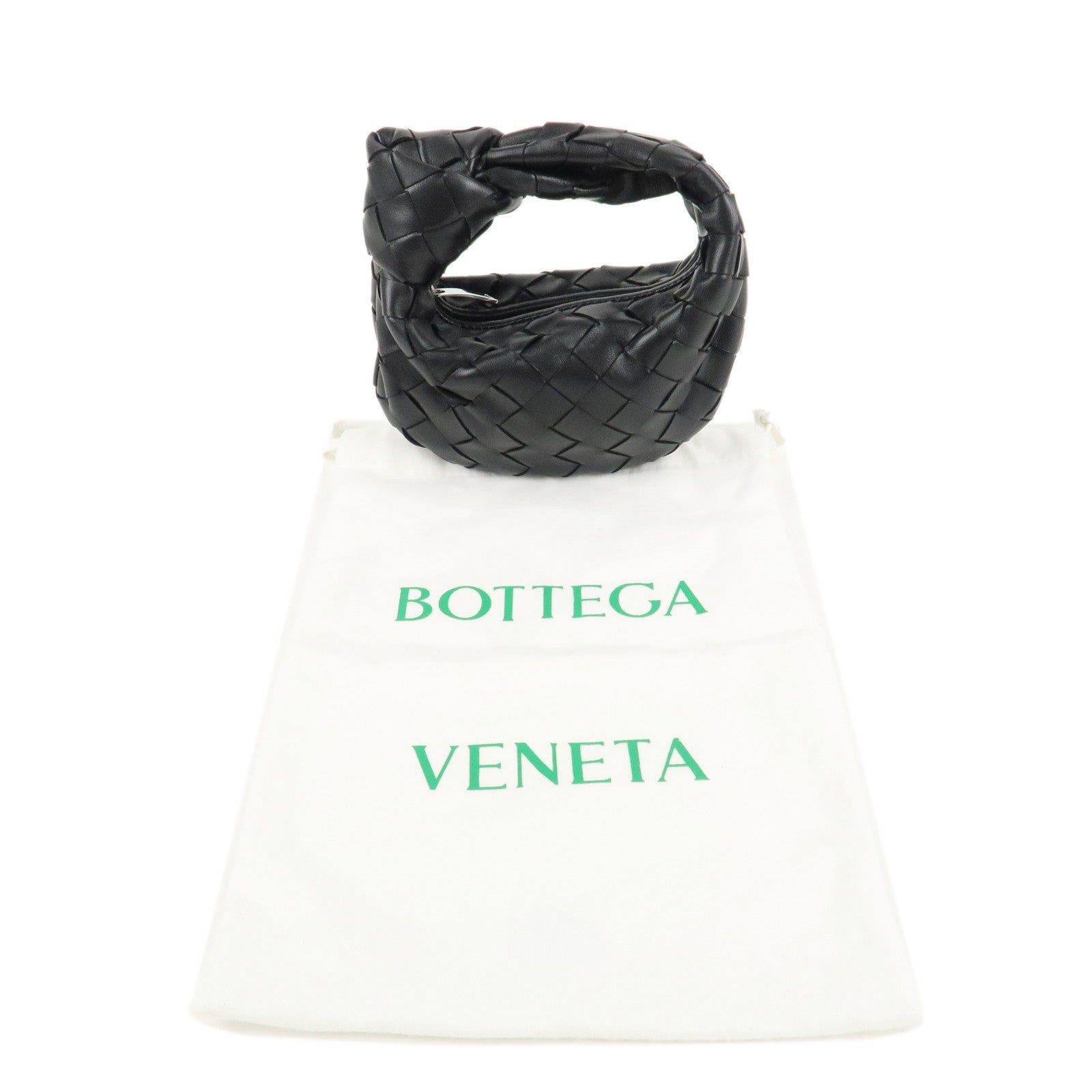 BOTTEGA VENETA Mini Jodie Intrecciato Leather Hand Bag Black