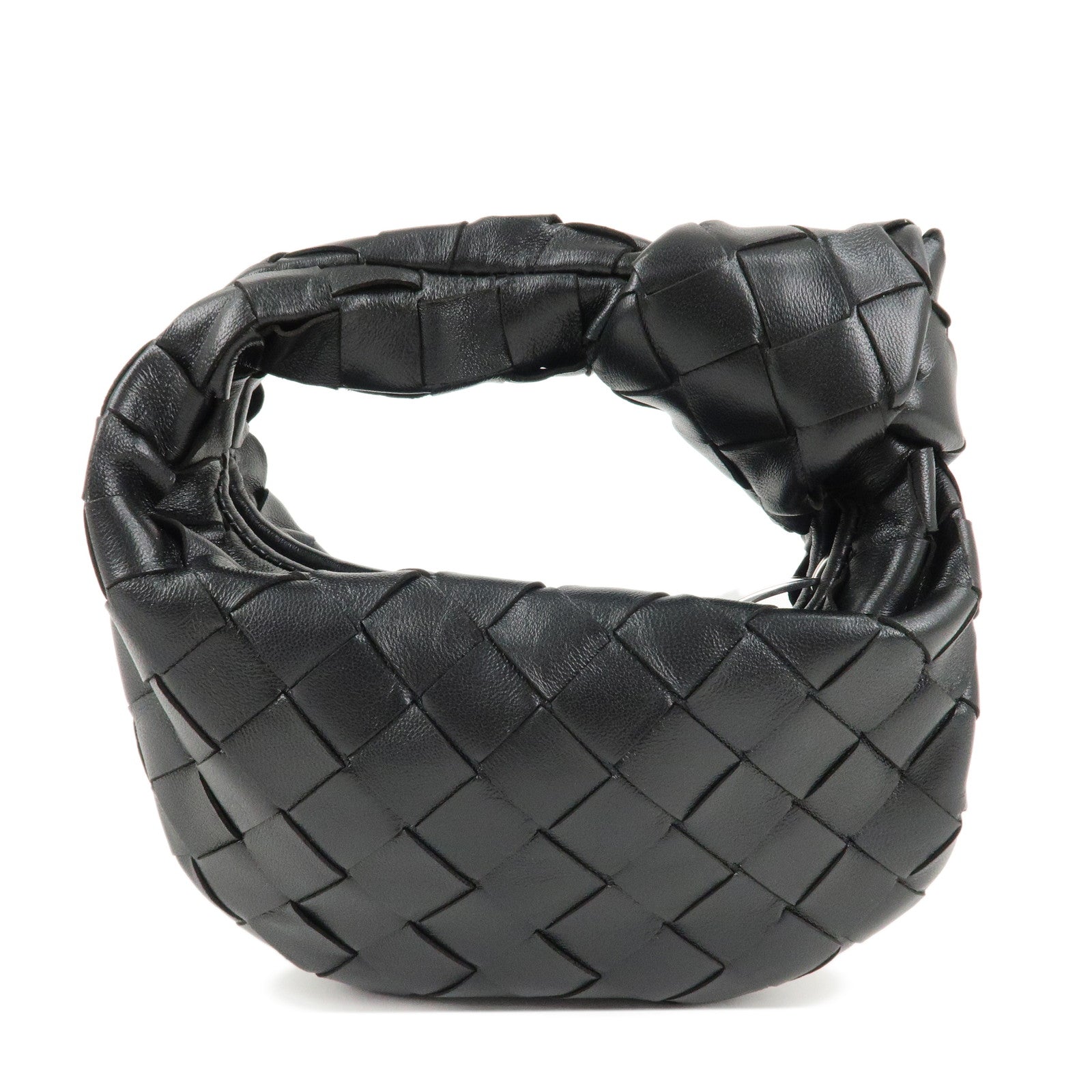 BOTTEGA VENETA Mini Jodie Intrecciato Leather Hand Bag Black