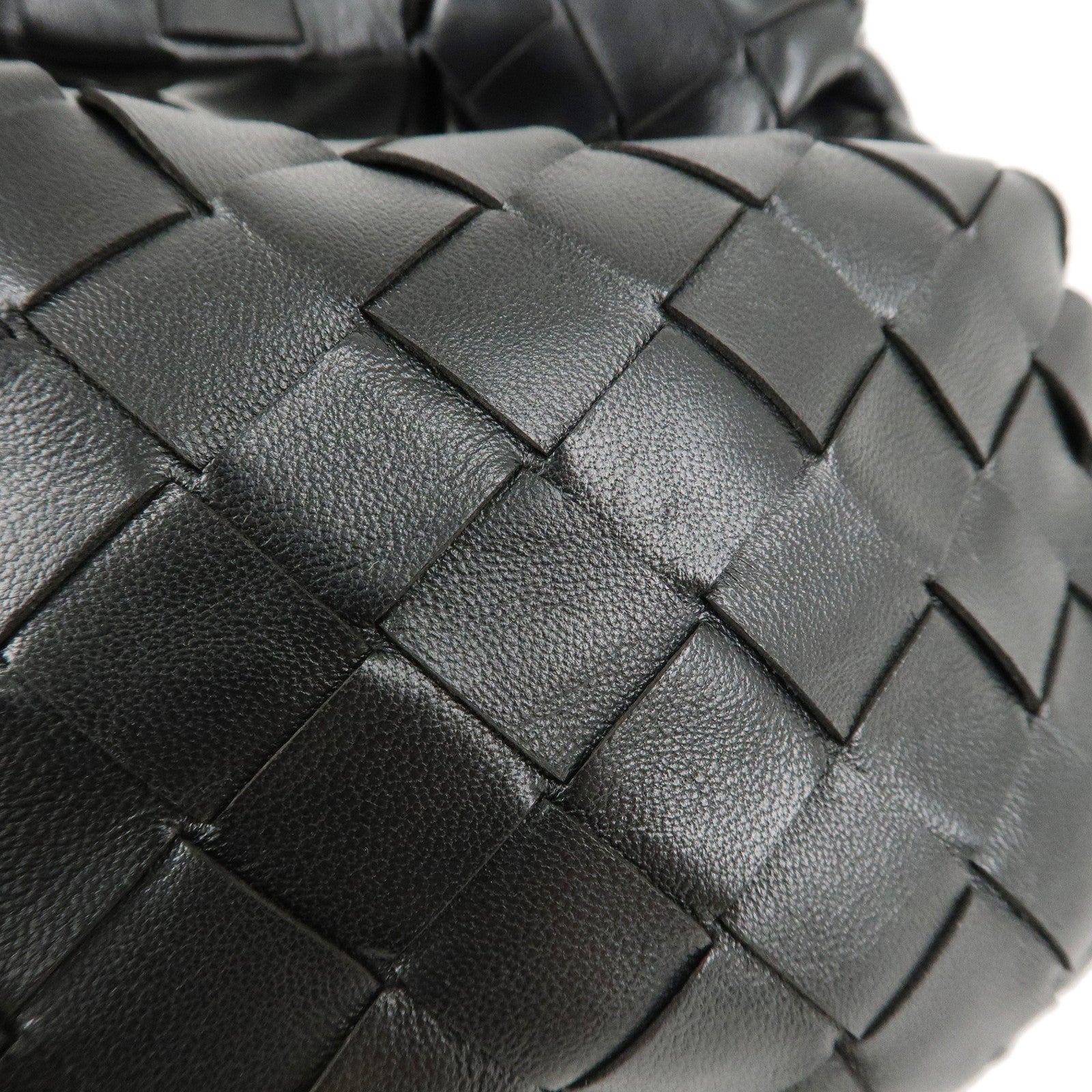 BOTTEGA VENETA Mini Jodie Intrecciato Leather Hand Bag Black