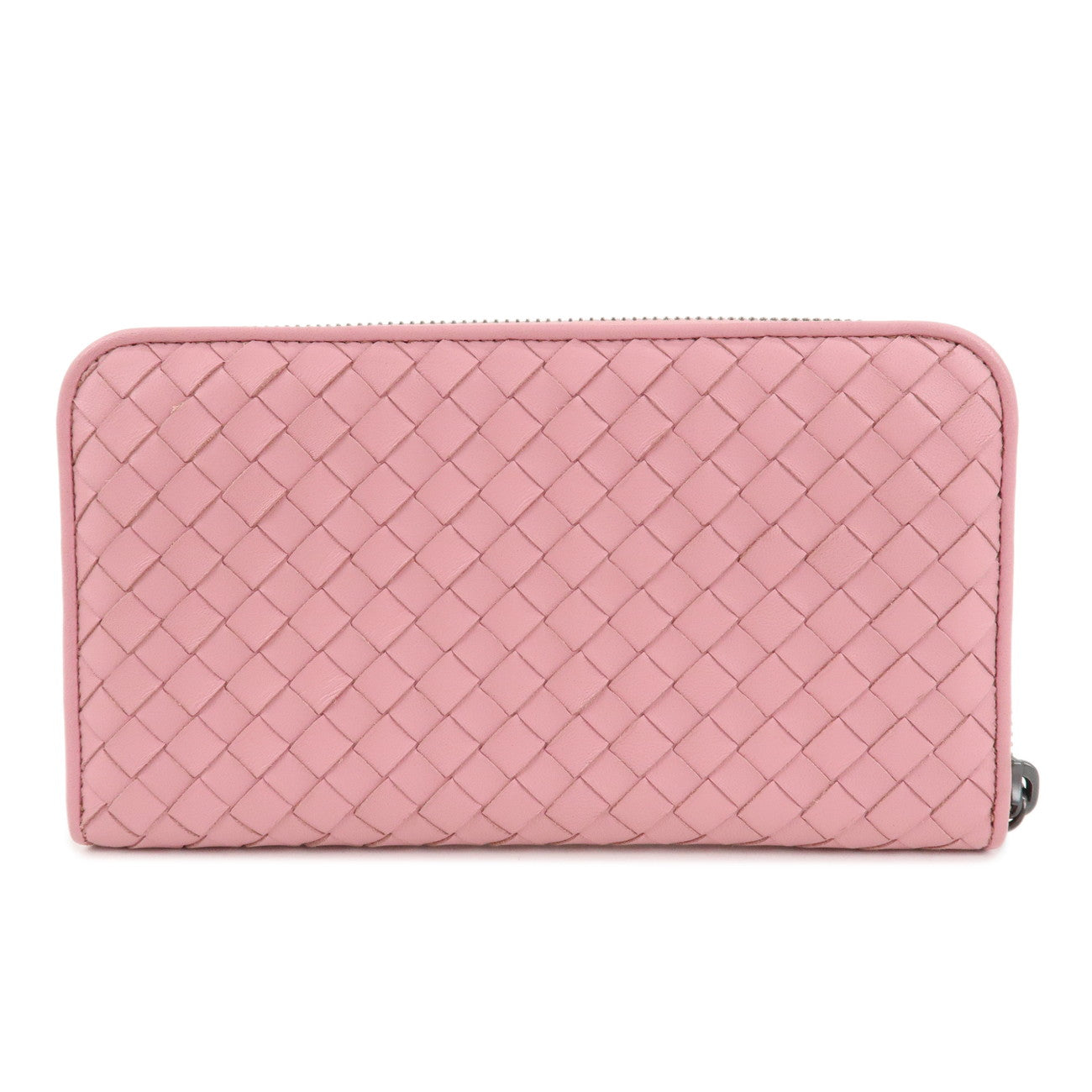 BOTTEGA VENETA Intrecciato Leather Round Zipper Wallet Pink