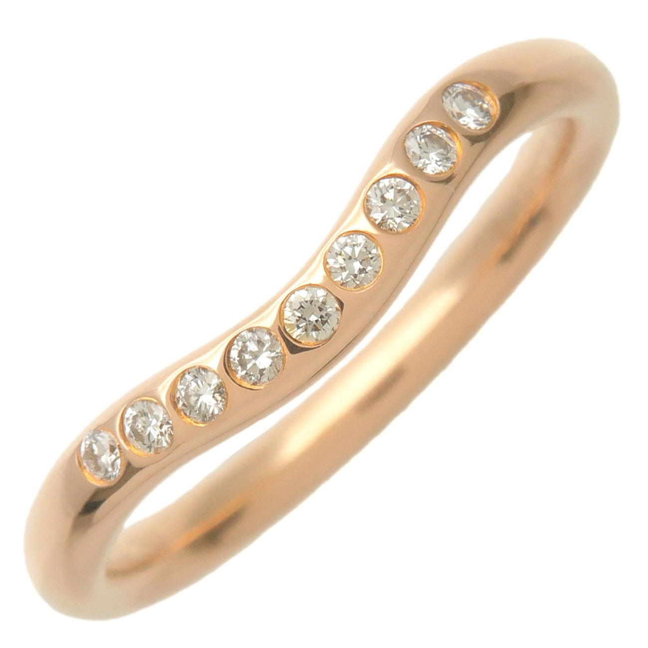 Tiffany&Co.-Curved-Band-Ring-9P-Diamond-K18-750PG-Rose-Gold