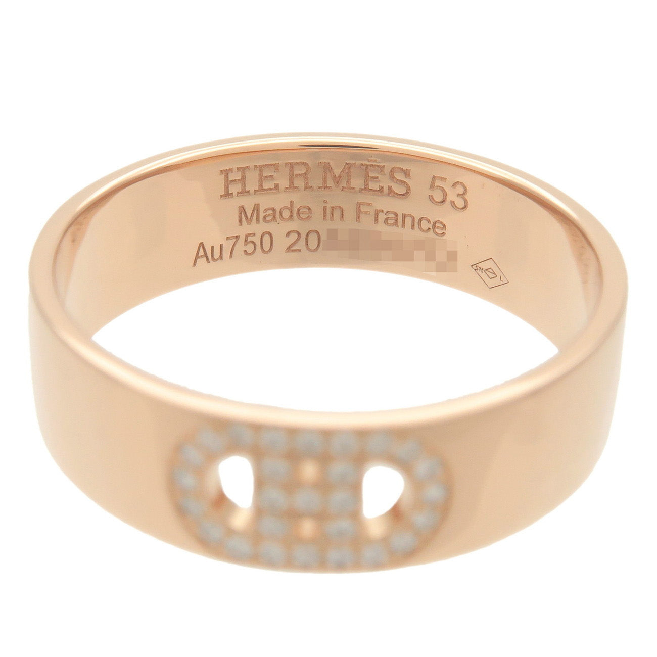 HERMES H Dunkle Diamond Ring PM K18PG Rose Gold #53 US7-7.5 Used