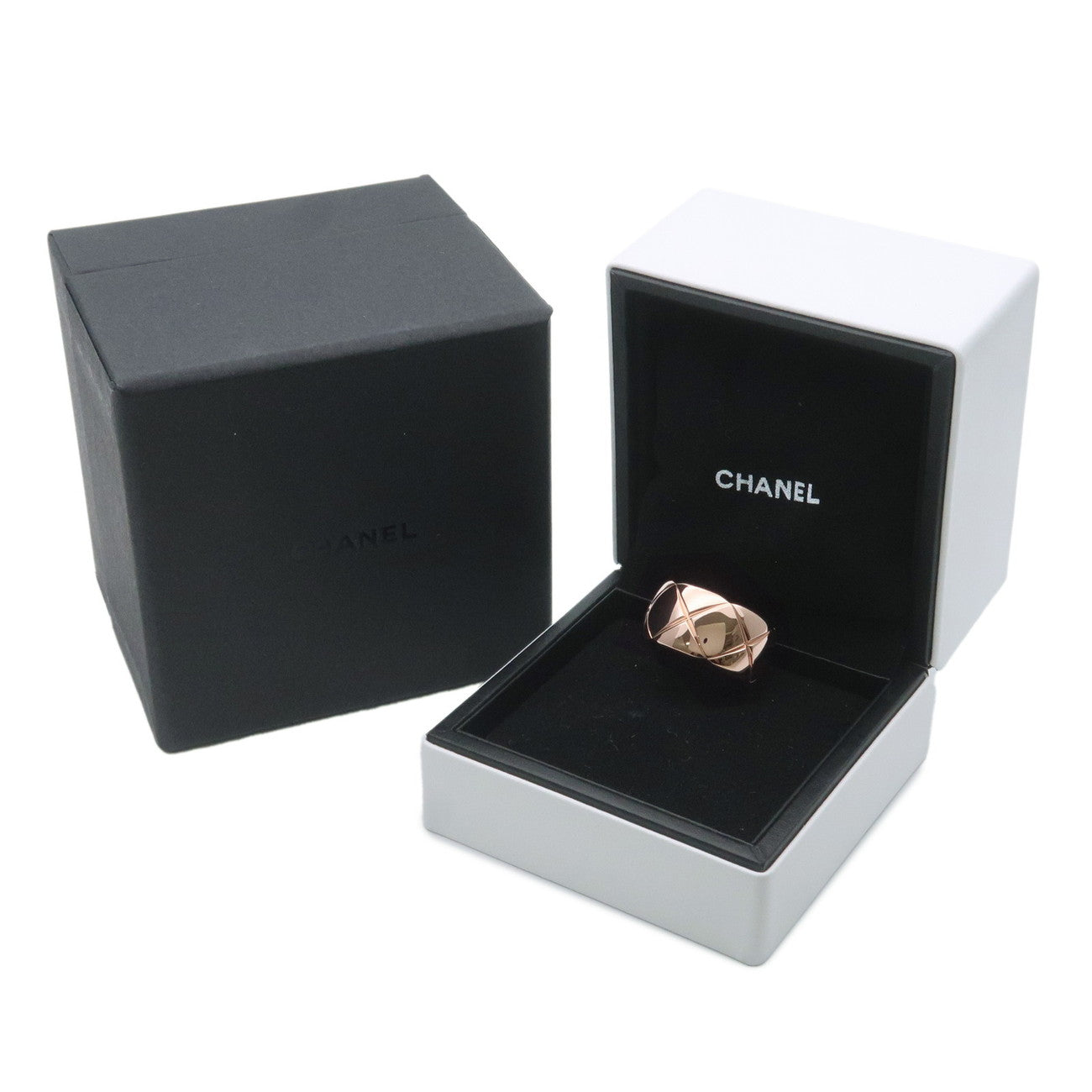 HERMES H Dunkle Diamond Ring PM K18PG Rose Gold #53 US7-7.5 Used