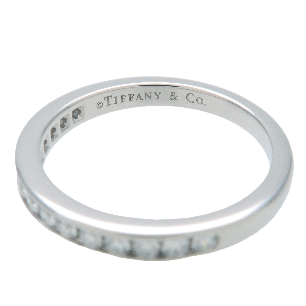 Tiffany&Co. Half Circle Channel Setting Diamond Ring PT950 US4.5-5