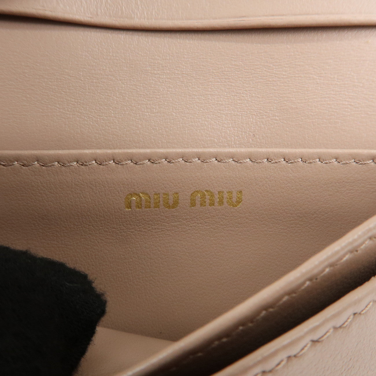 MIU MIU Leather Card Case Card Holder Beige 5MC407 Used