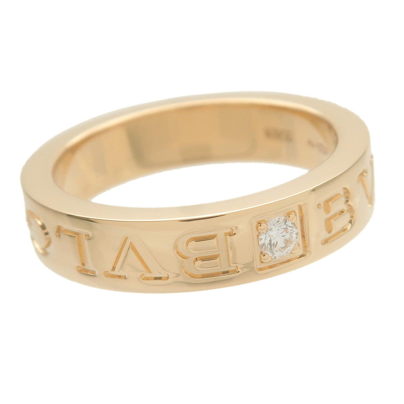 BVLGARI Double Logo 1P Diamond Ring K18YG Yellow Gold US4.5