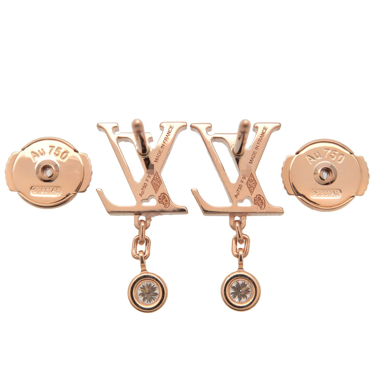 Louis Vuitton Puce Idylle Blossom LV Diamond Earrings K18YG Q96495