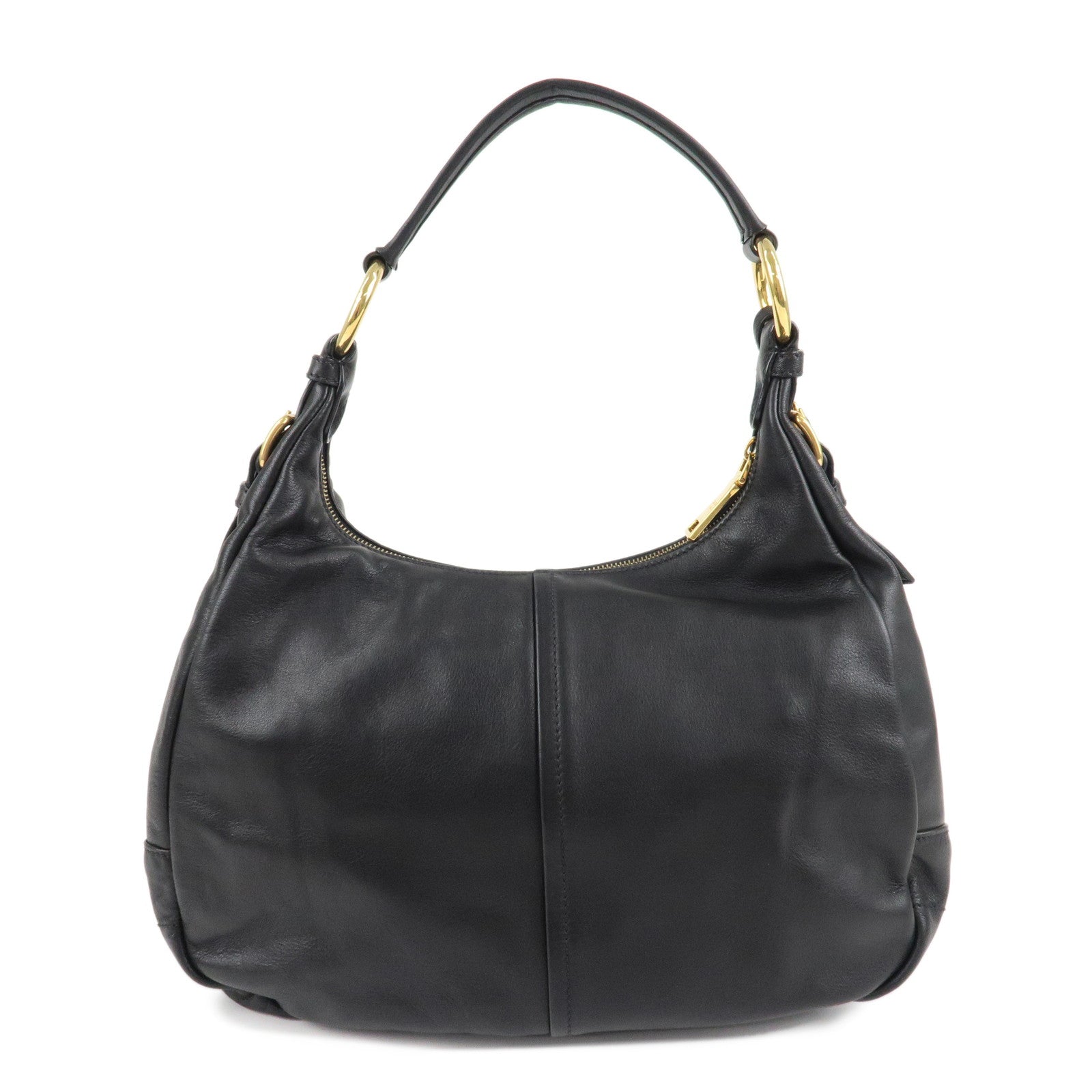 PRADA Logo Leather Shoulder Bag Hand Bag Black