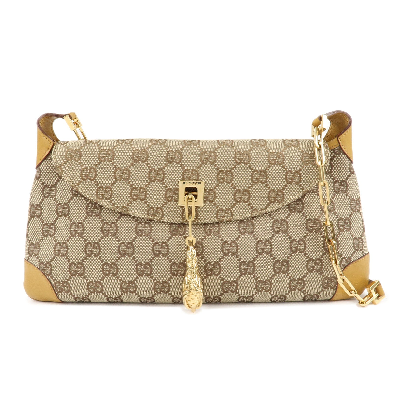 GUCCI-Tiger-Head-GG-Canvas-Leather-Chain-Shoulder-Bag-001.4113