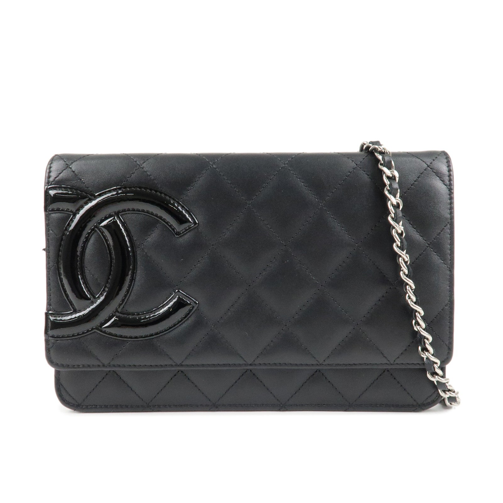 CHANEL-Cambon-Line-Lamb-Skin-Chain-Wallet-WOC-Black-A46646