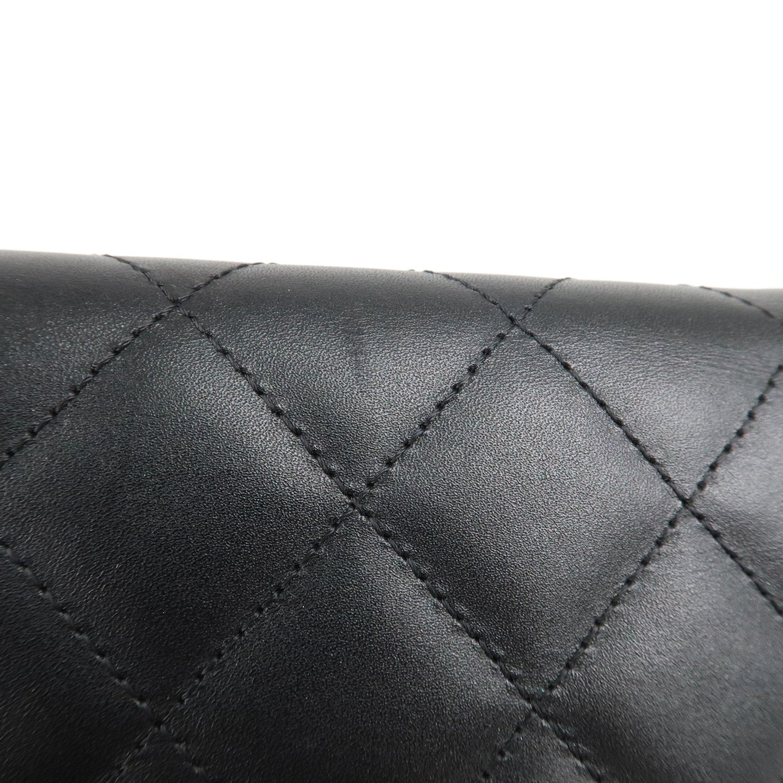 CHANEL Cambon Line Lamb Skin Chain Wallet WOC Black A46646 Used