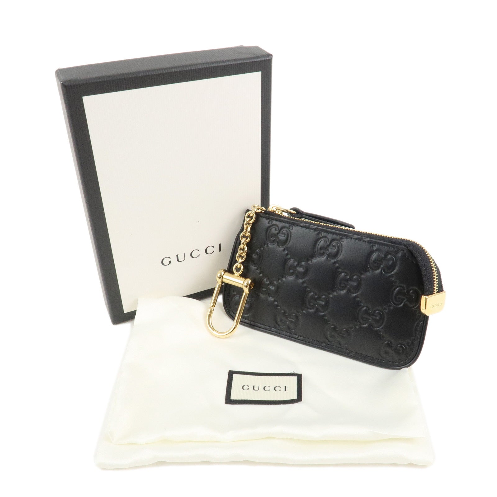 GUCCI Guccissima Leather Coin Case Key Case Black 447964 Black Used