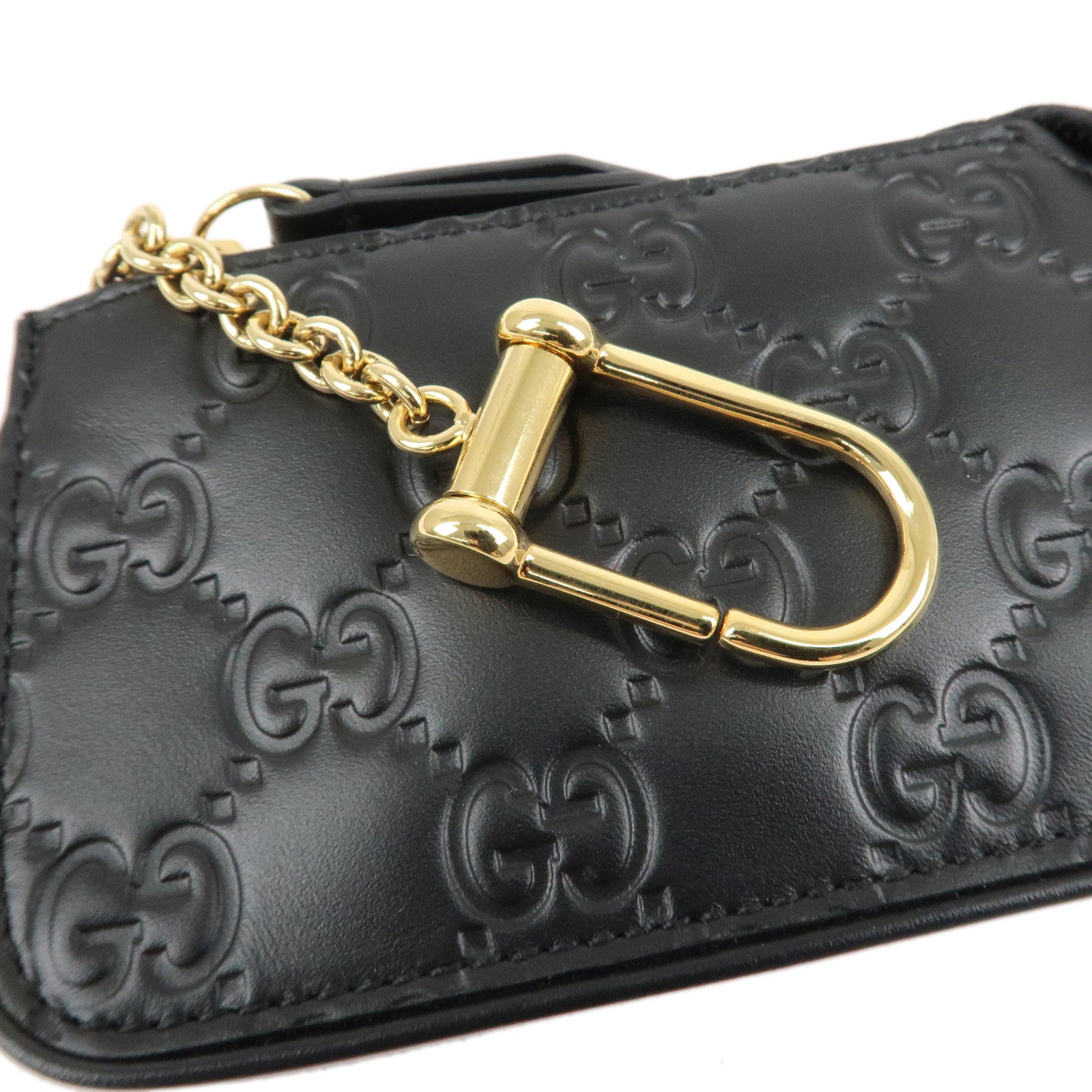 GUCCI Guccissima Leather Coin Case Key Case Black 447964 Black Used