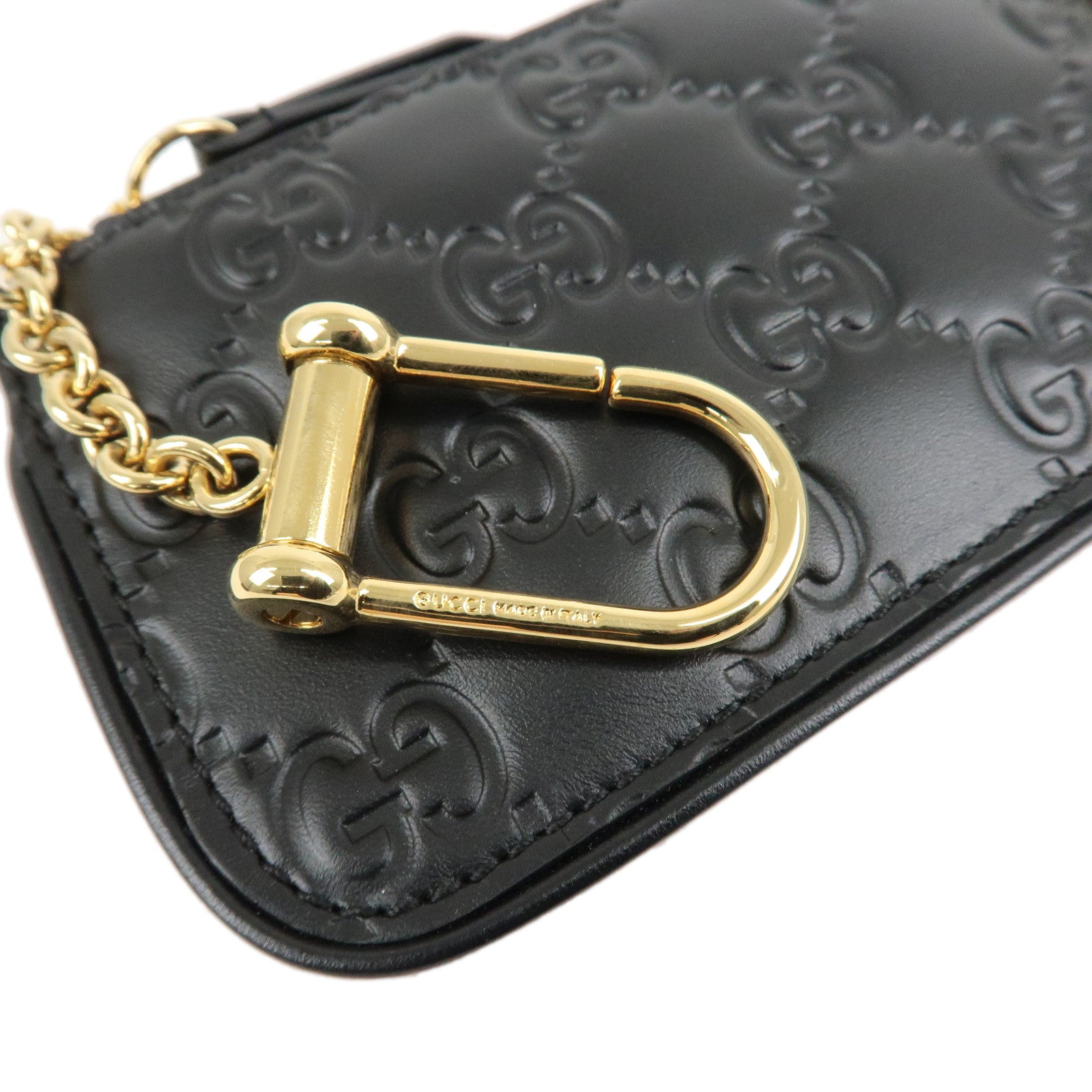 GUCCI Guccissima Leather Coin Case Key Case Black 447964 Black Used