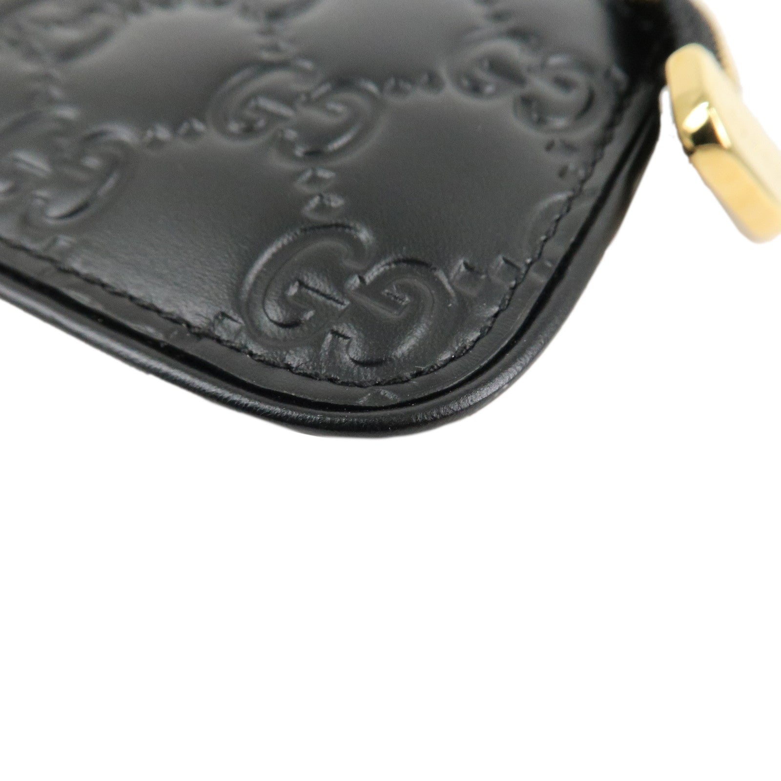 GUCCI Guccissima Leather Coin Case Key Case Black 447964 Black Used