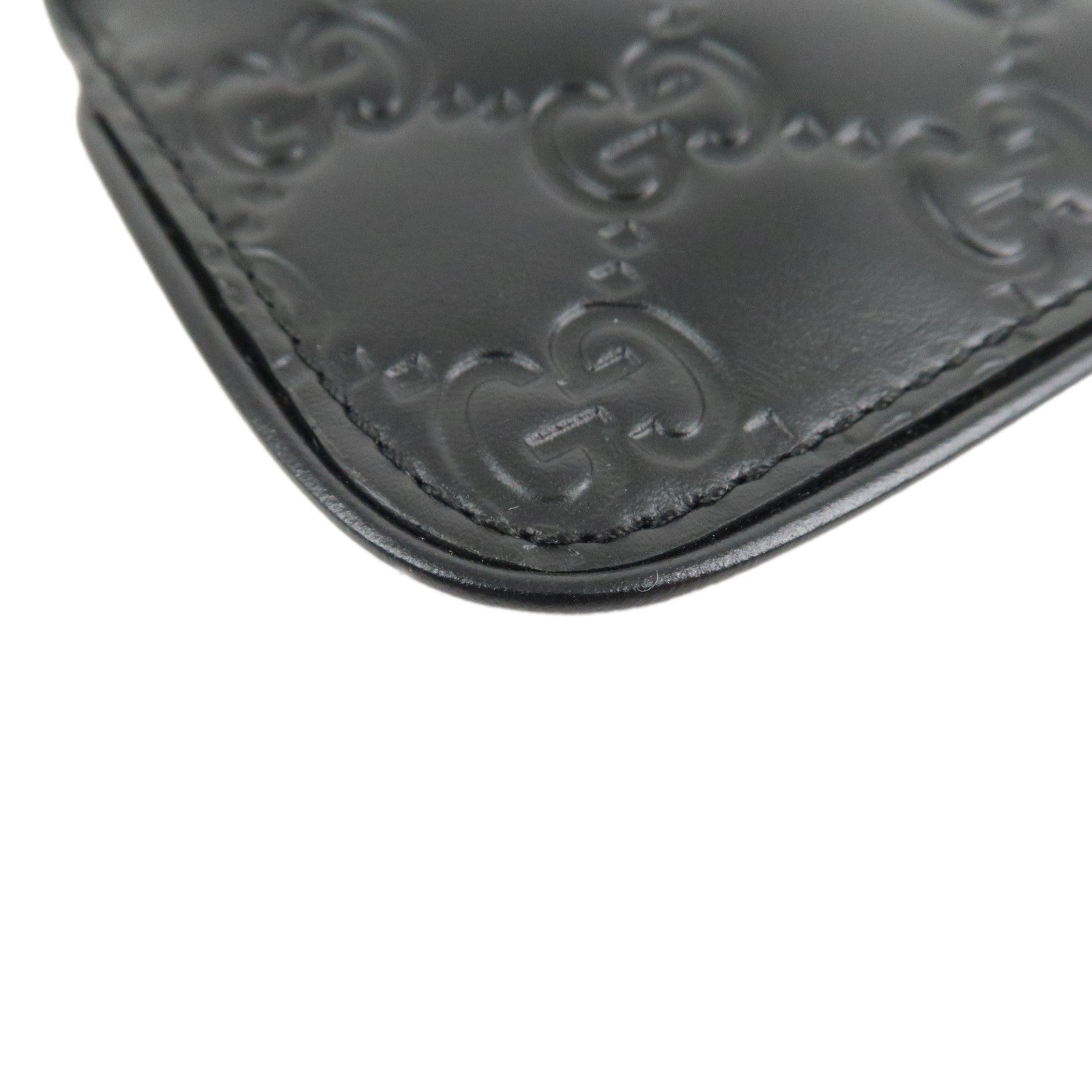 GUCCI Guccissima Leather Coin Case Key Case Black 447964 Black Used