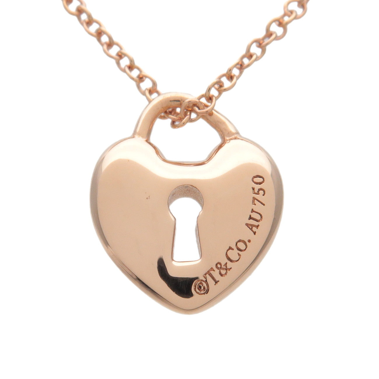 Tiffany&Co. Heart Lock Necklace K18PG 750PG Rose Gold Used