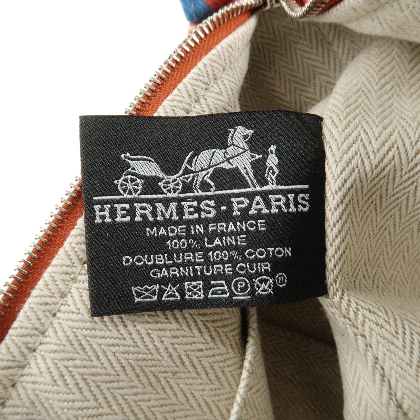 HERMES Canvas Bride a Brac PM Hand Bag Brown White Navy