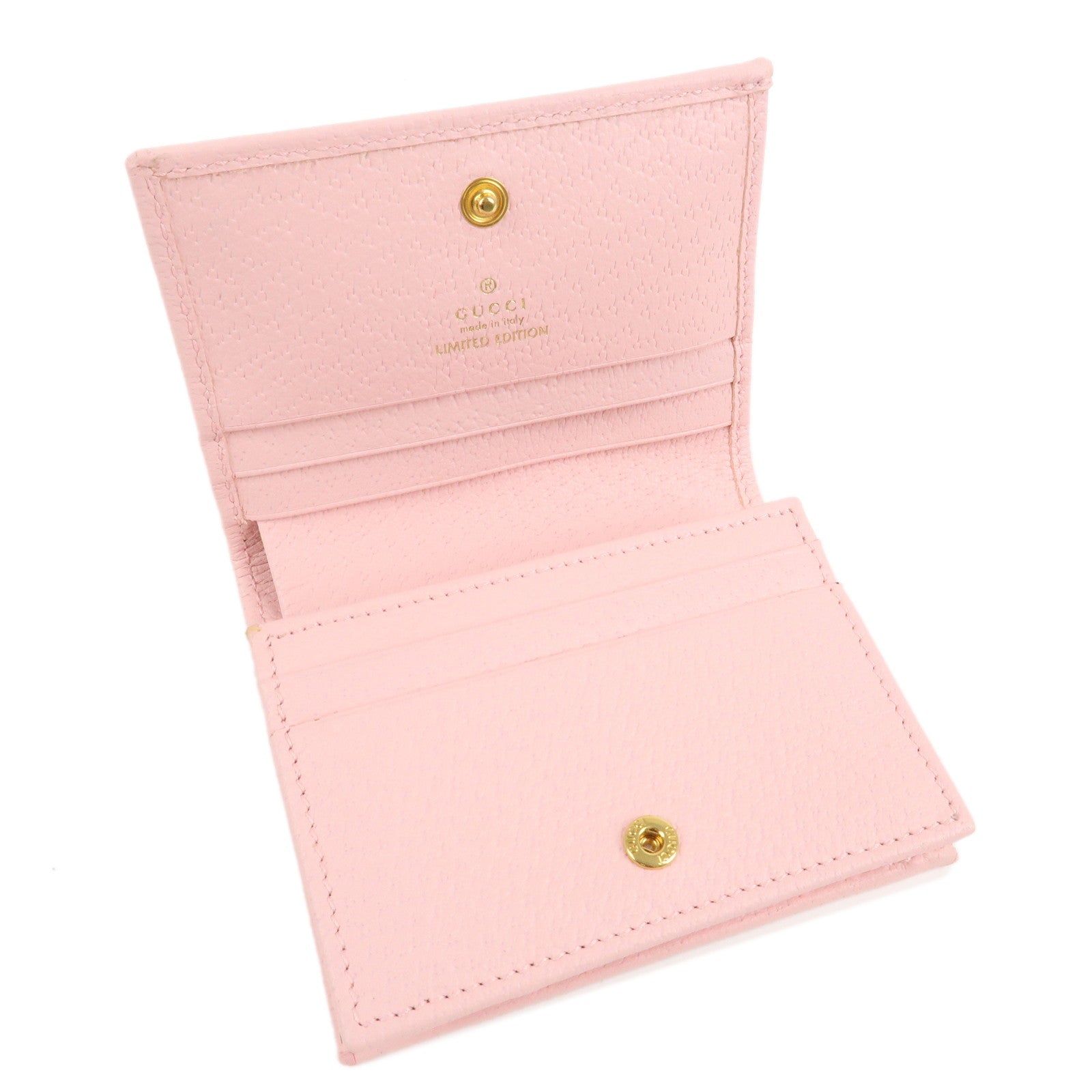 GUCCI GG Marmont Flora Canvas Leather Compact Wallet Pink 577347 Used