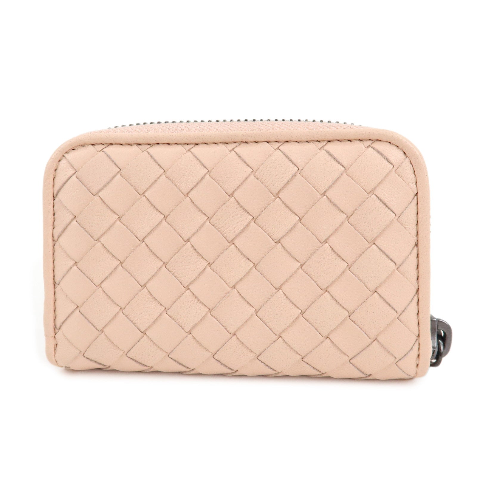 BOTTEGA VENETA Intrecciato Leather Round Zipper Coin Case Pink