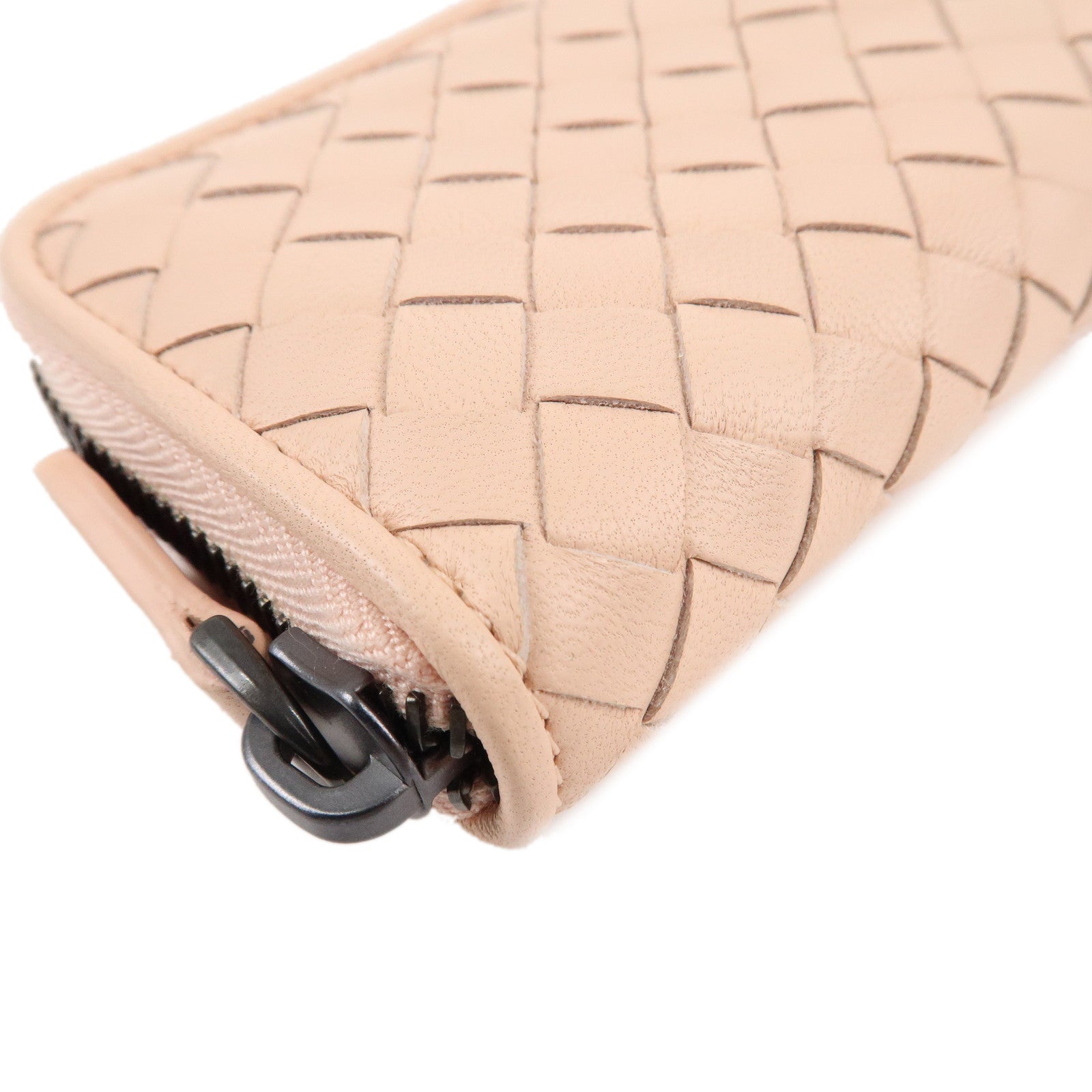 BOTTEGA VENETA Intrecciato Leather Round Zipper Coin Case Pink