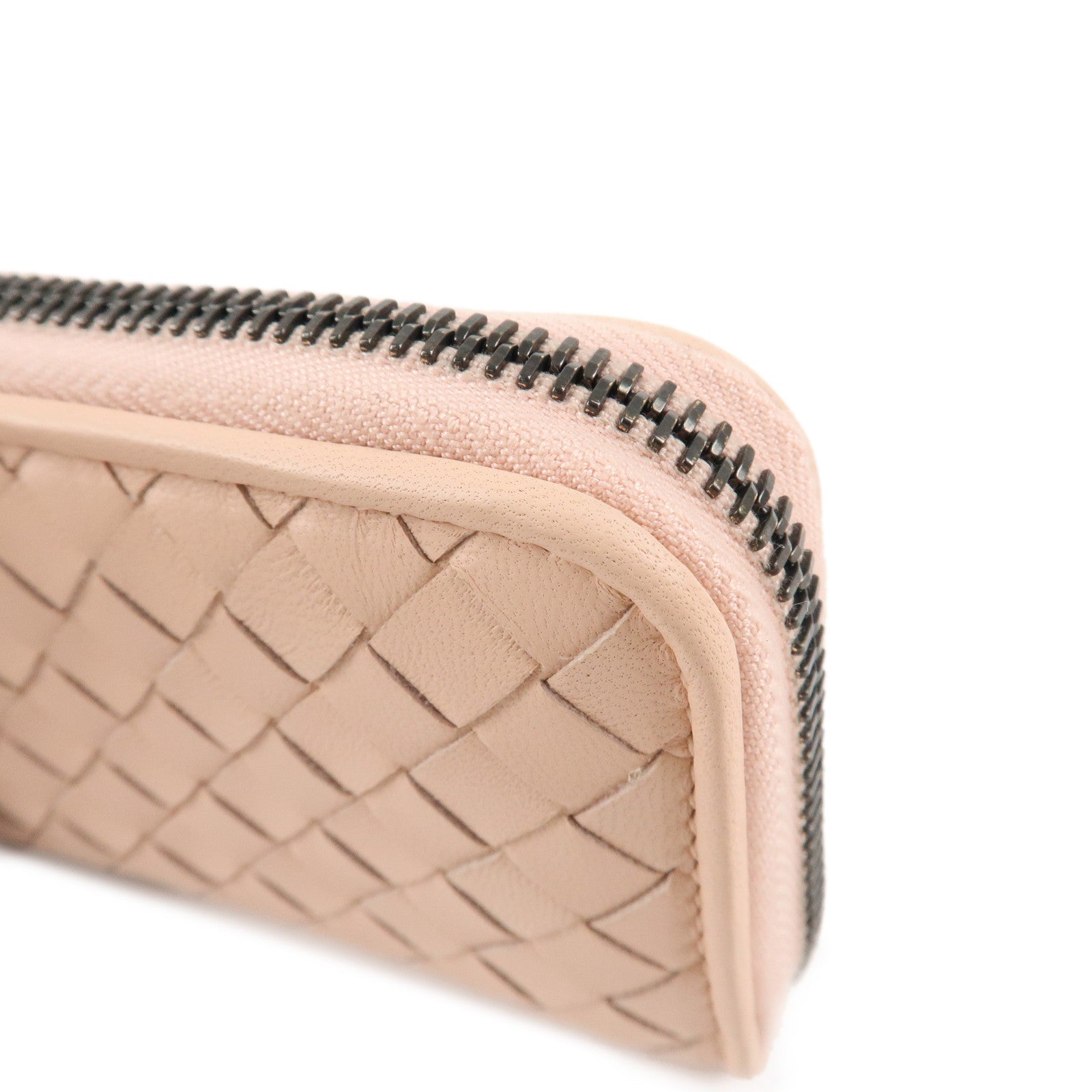 BOTTEGA VENETA Intrecciato Leather Round Zipper Coin Case Pink