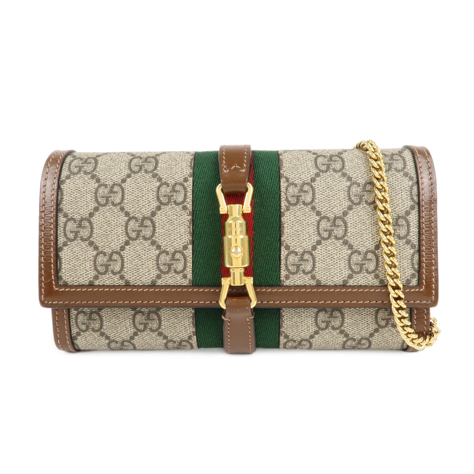 GUCCI-Jackie-1961-Sherry-GG-Supreme-Leather-Chain-Wallet-652681