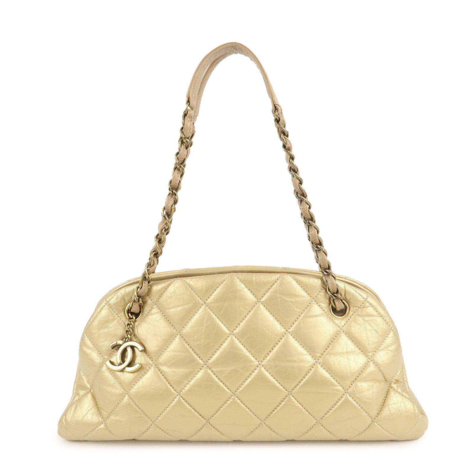 CHANEL-Mademoiselle-Lamb-Skin-Chain-Shoulder-Bag-Gold-A50557