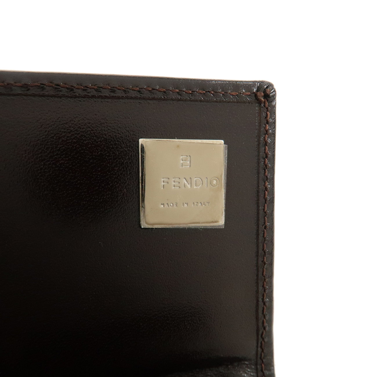 FENDI Zucca Canvas Leather Bi-fold Long Wallet Brown Black 31097 Used