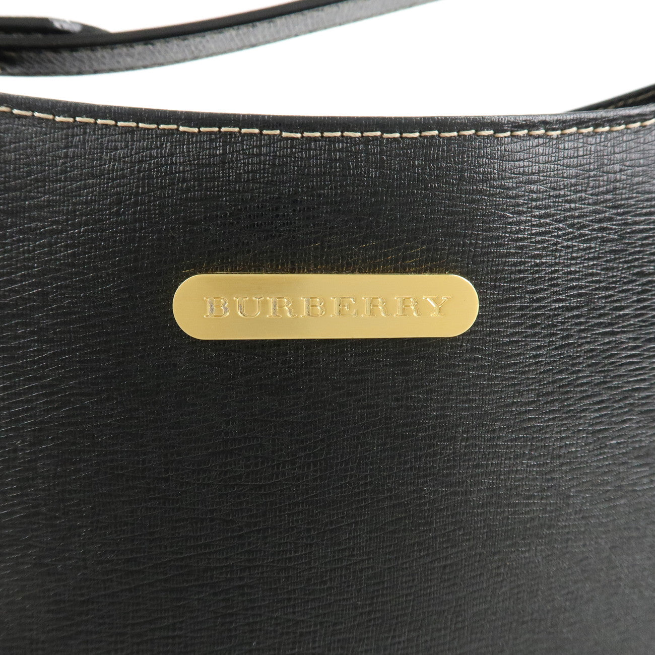 BURBERRY Leather Shoulder Bag Hand Bag Black