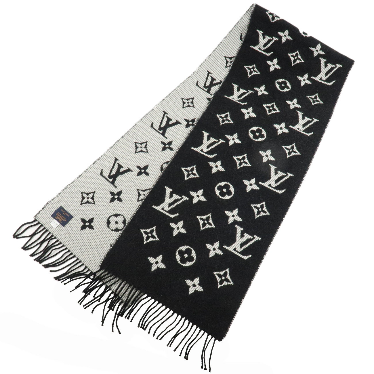 Louis-Vuitton-Echarpe-Daily-LV-Black-White-Stole-Scarf-M76701