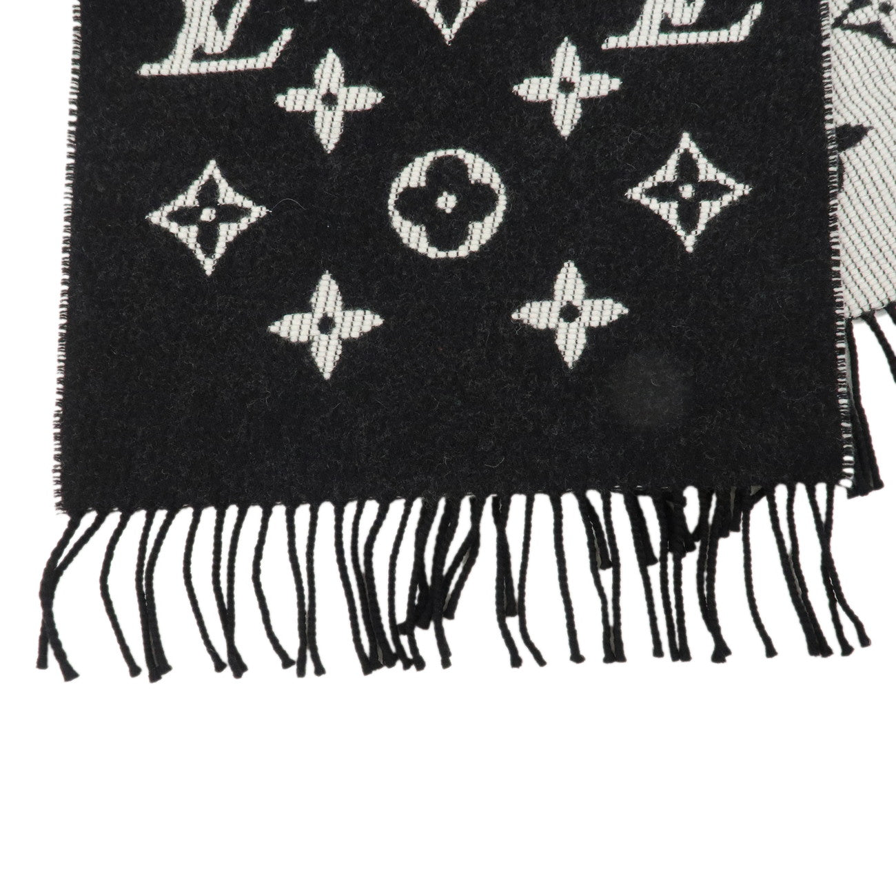 Louis Vuitton Echarpe Daily LV Black White Stole Scarf M76701 Used