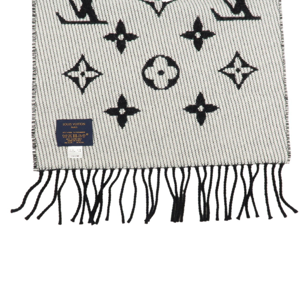 Louis Vuitton Echarpe Daily LV Black White Stole Scarf M76701 Used