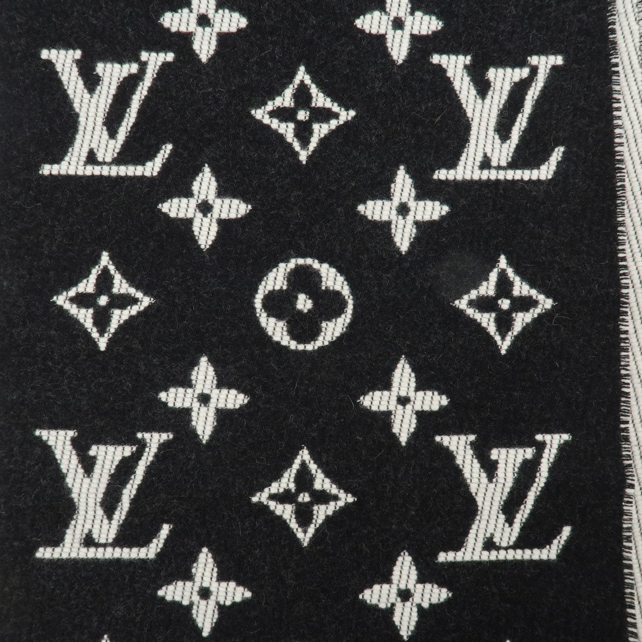 Louis Vuitton Echarpe Daily LV Black White Stole Scarf M76701 Used