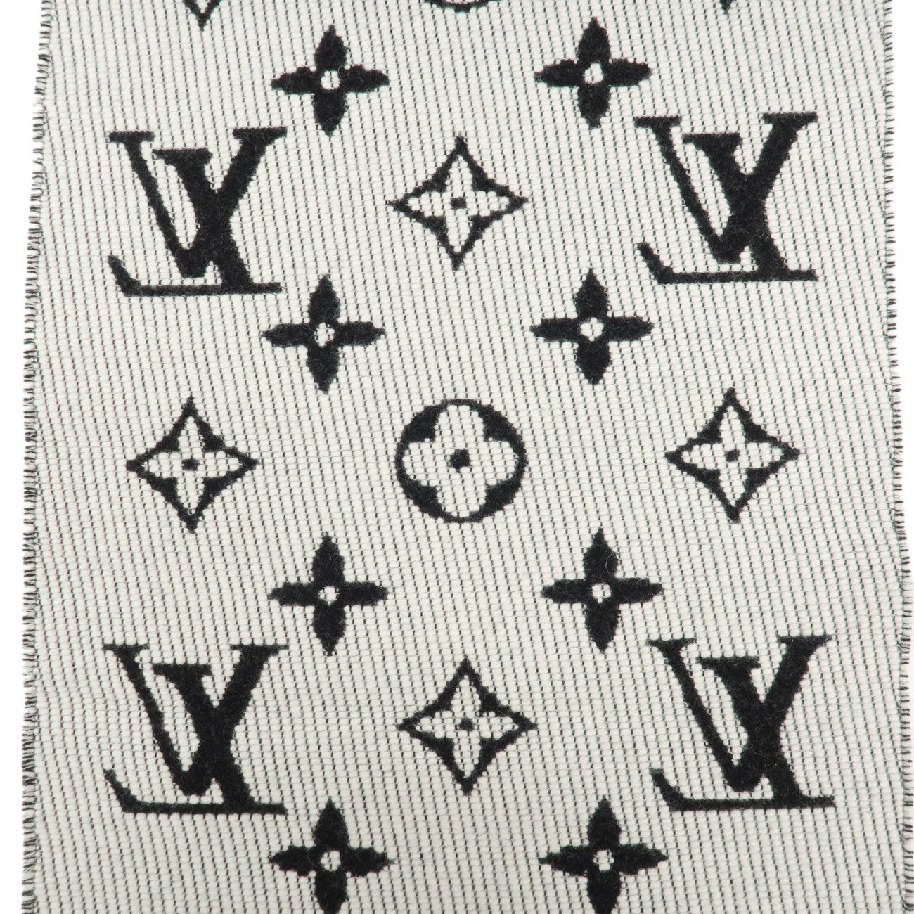 Louis Vuitton Echarpe Daily LV Black White Stole Scarf M76701 Used