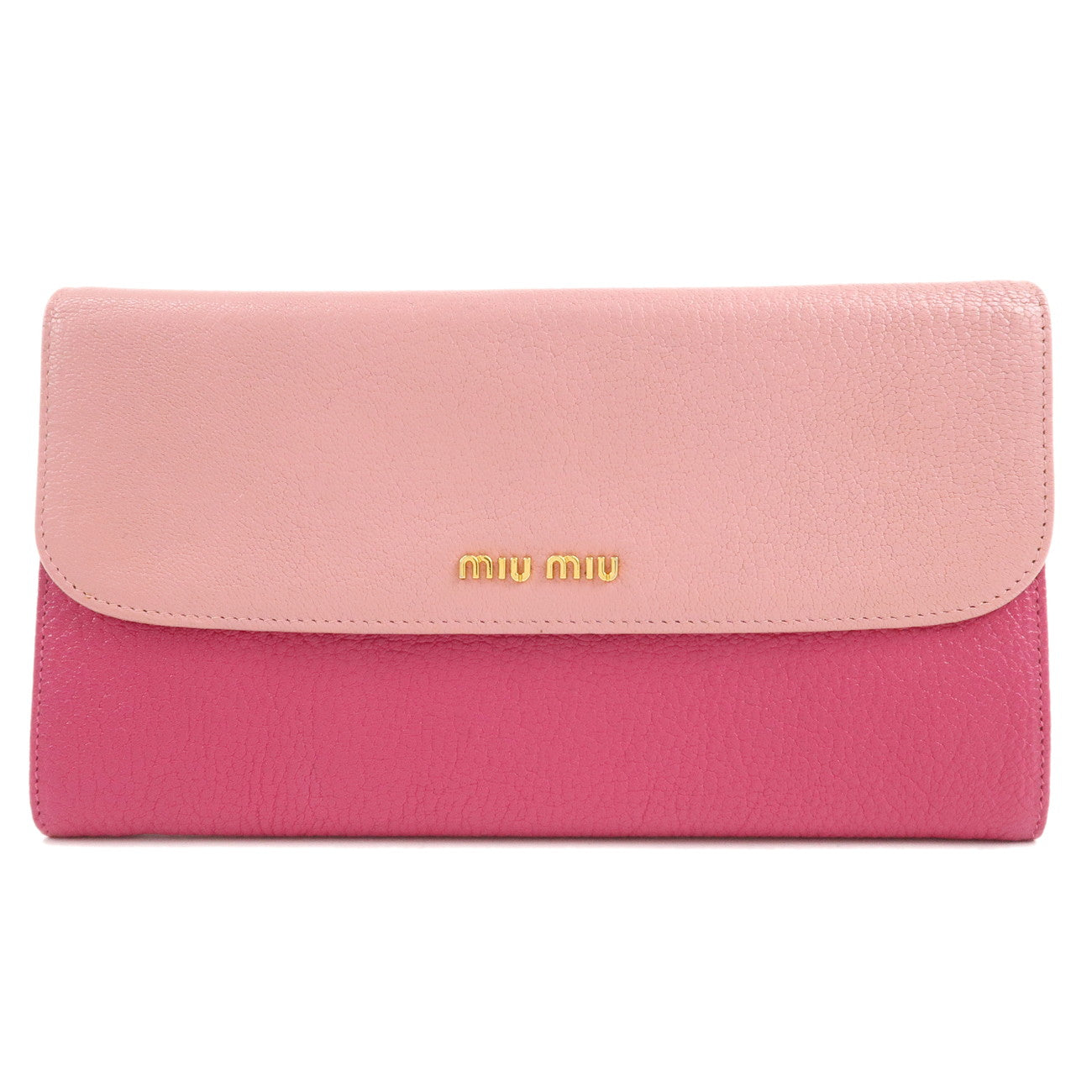 MIU-MIU-Madras-Bi-color-Leather-Long-Wallet-Pouch-Pink-5M1403