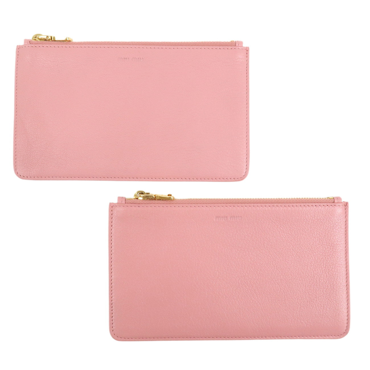 MIU MIU Madras Bi-color Leather Long Wallet Pouch Pink 5M1403 Used