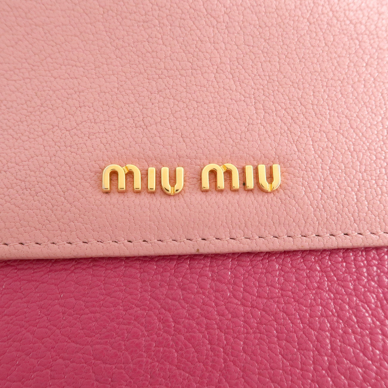 MIU MIU Madras Bi-color Leather Long Wallet Pouch Pink 5M1403 Used