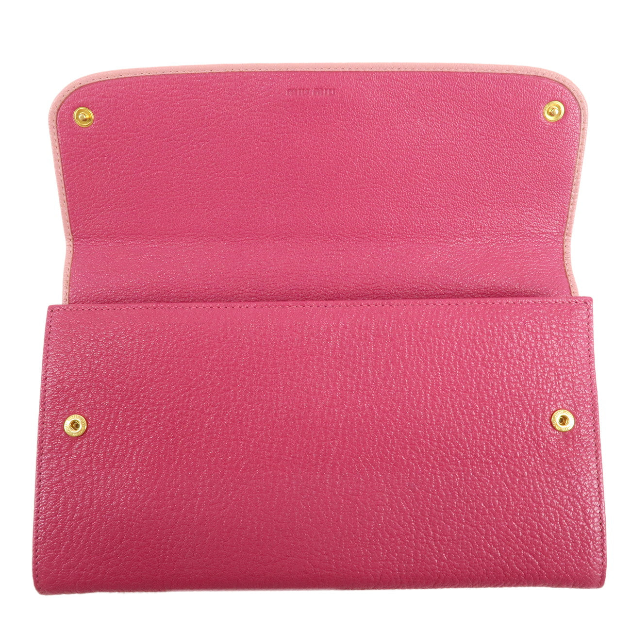 MIU MIU Madras Bi-color Leather Long Wallet Pouch Pink 5M1403 Used