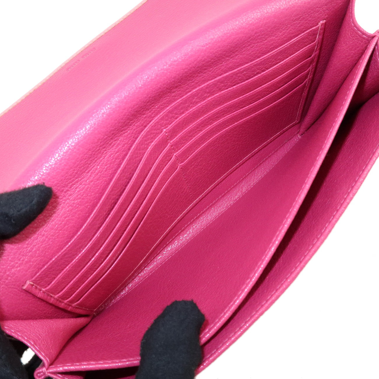 MIU MIU Madras Bi-color Leather Long Wallet Pouch Pink 5M1403 Used