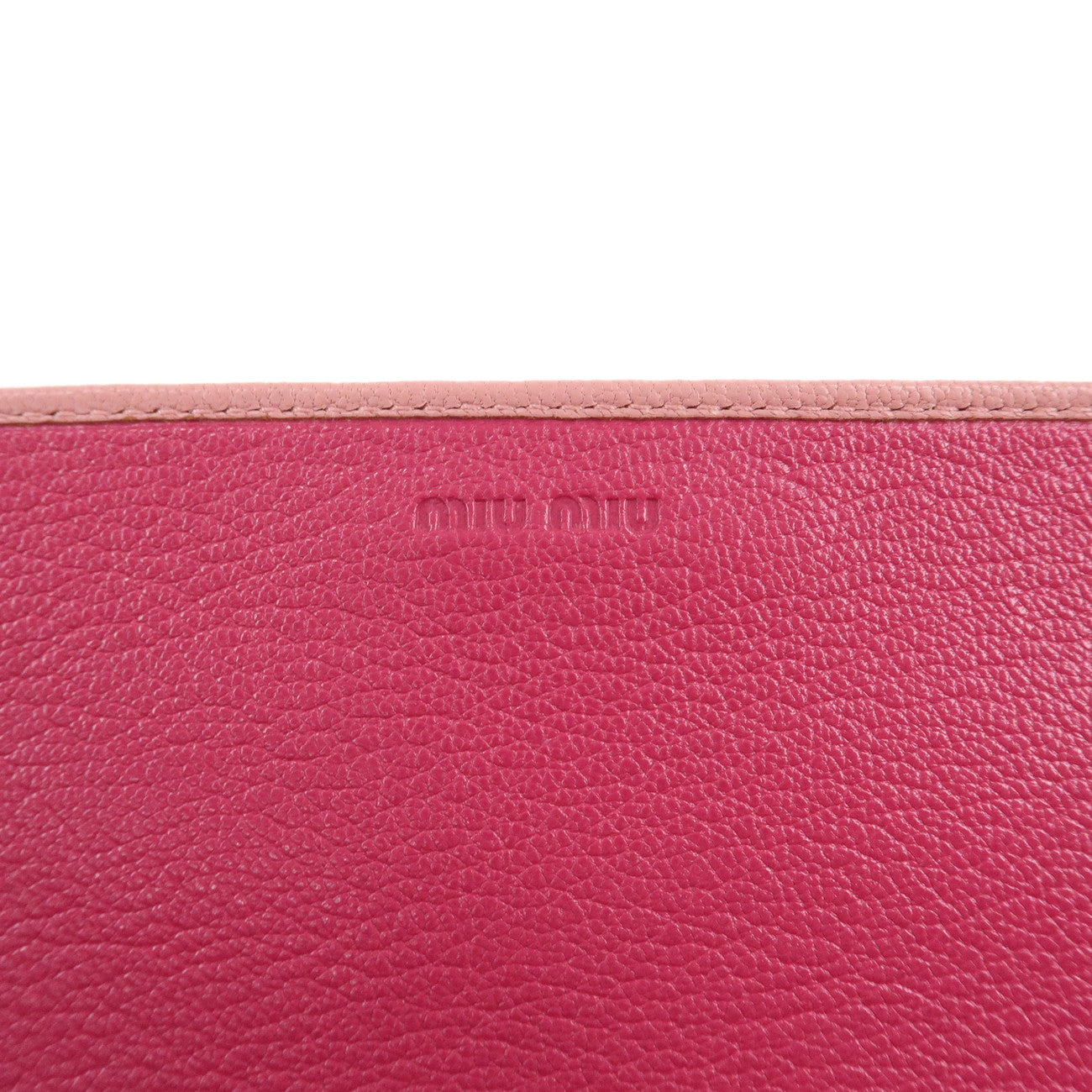 MIU MIU Madras Bi-color Leather Long Wallet Pouch Pink 5M1403 Used