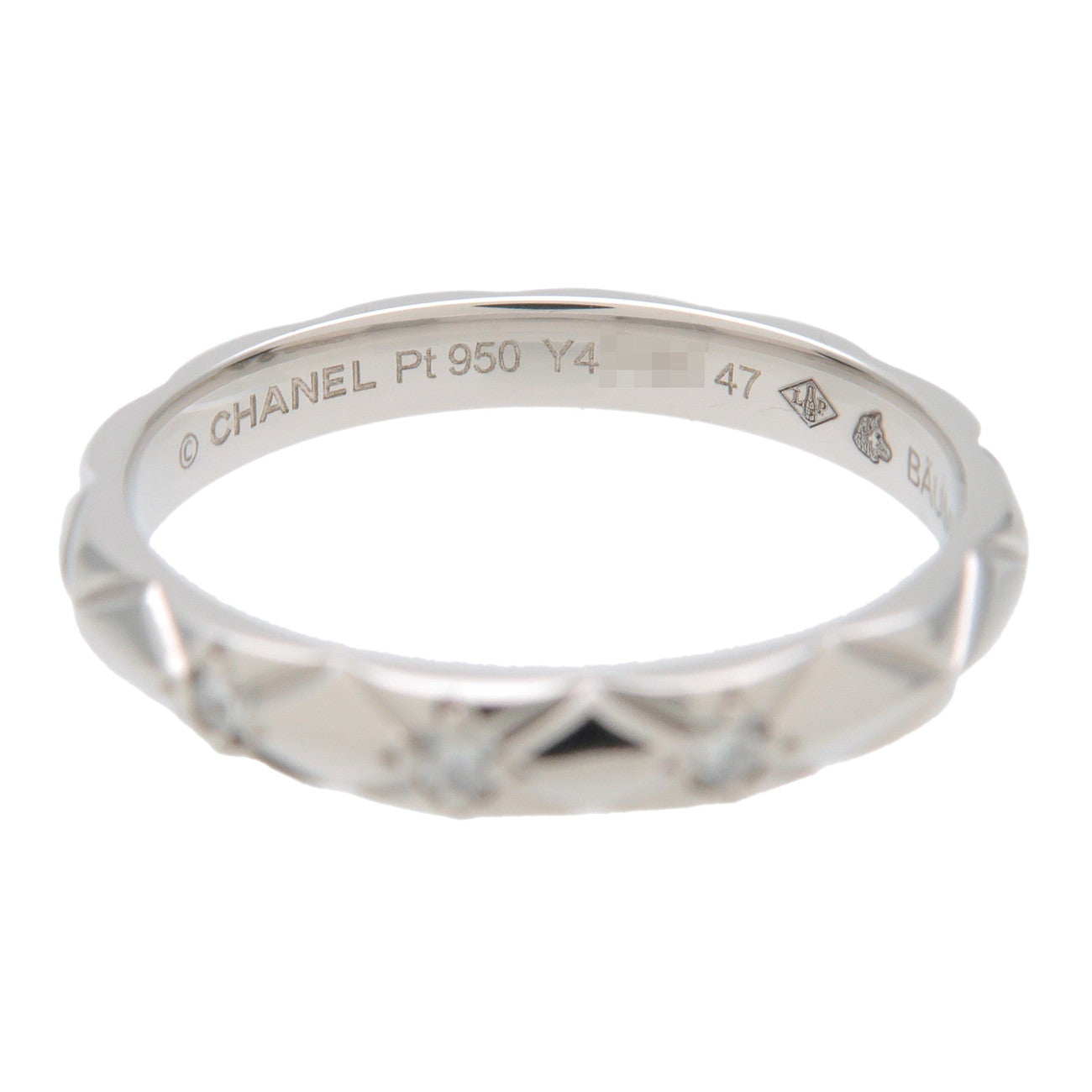 CHANEL Matelasse 3P Diamond Ring PT950 Platinum #47 US4 EU47 J2821