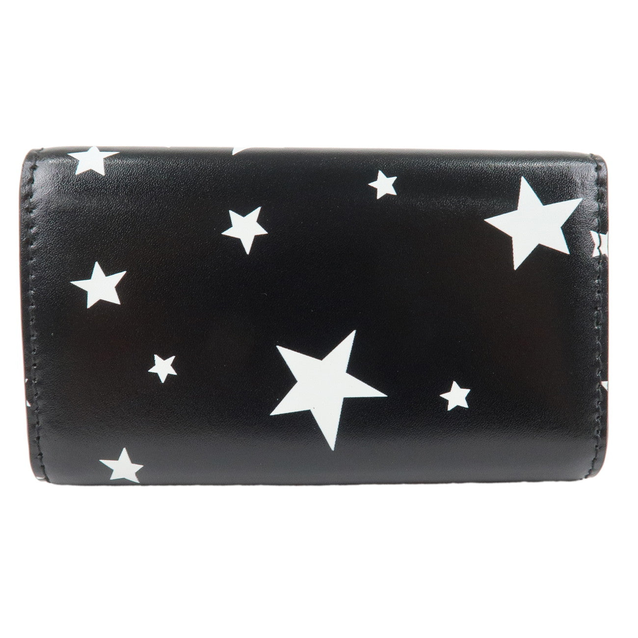 BALENCIAGA Leather 6 Key Case Star Print Black White 499204