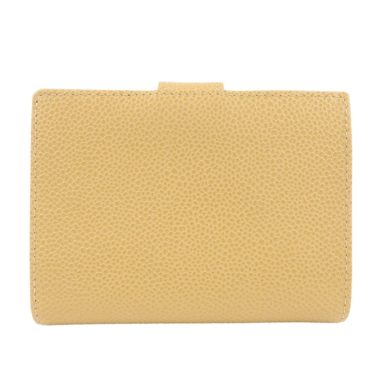 CHANEL Caviar Skin COCO Mark Bi-fold Small Wallet BeigeA13497 Used