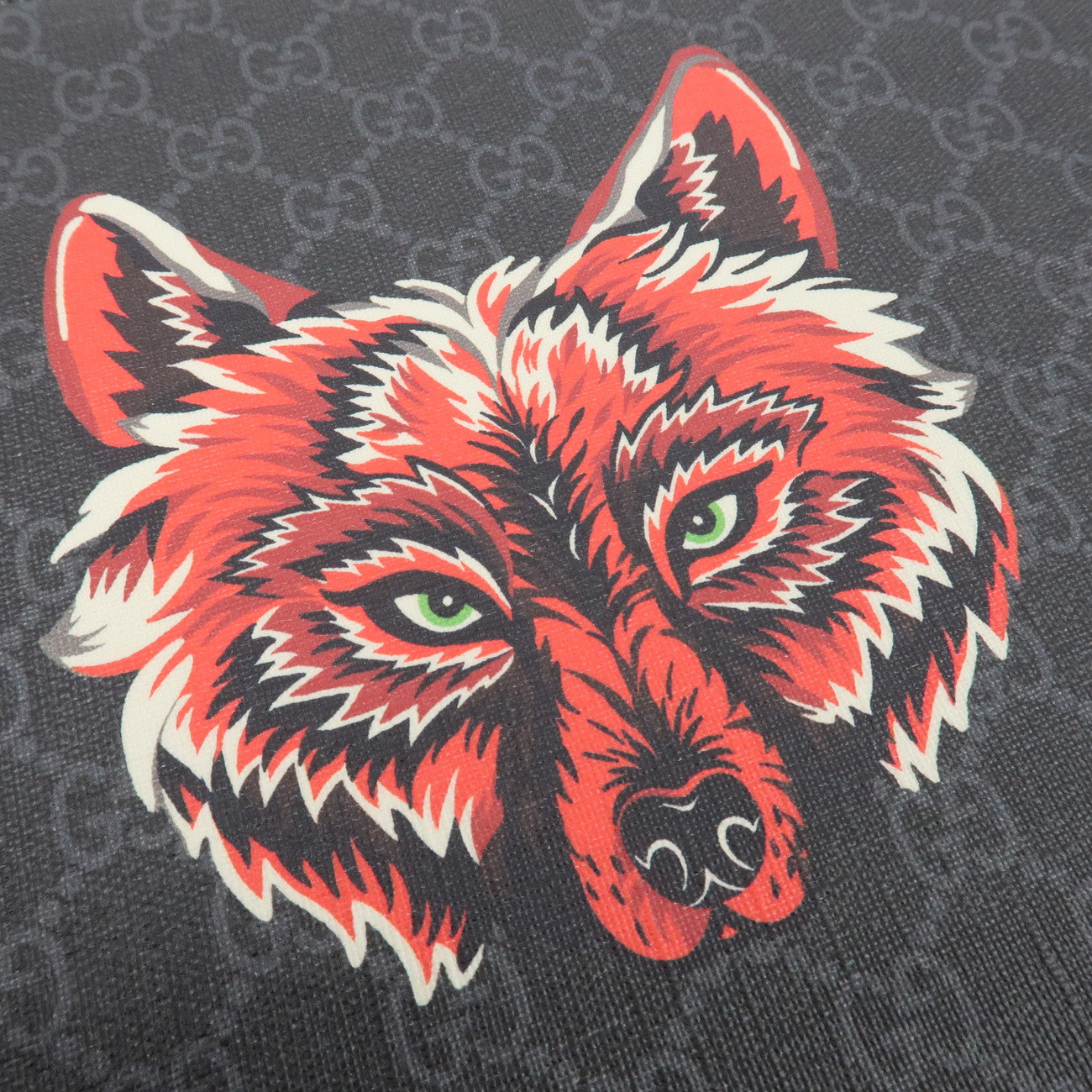 GUCCI Gucci GG Supreme Leather Clutch Bag Wolf
s Head Print 547084