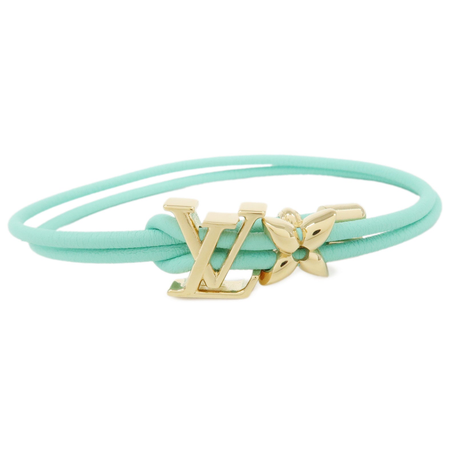 Louis-Vuitton-LV-Bloom-Leather-Bracelet-Blue-Lagoon-M0973Z