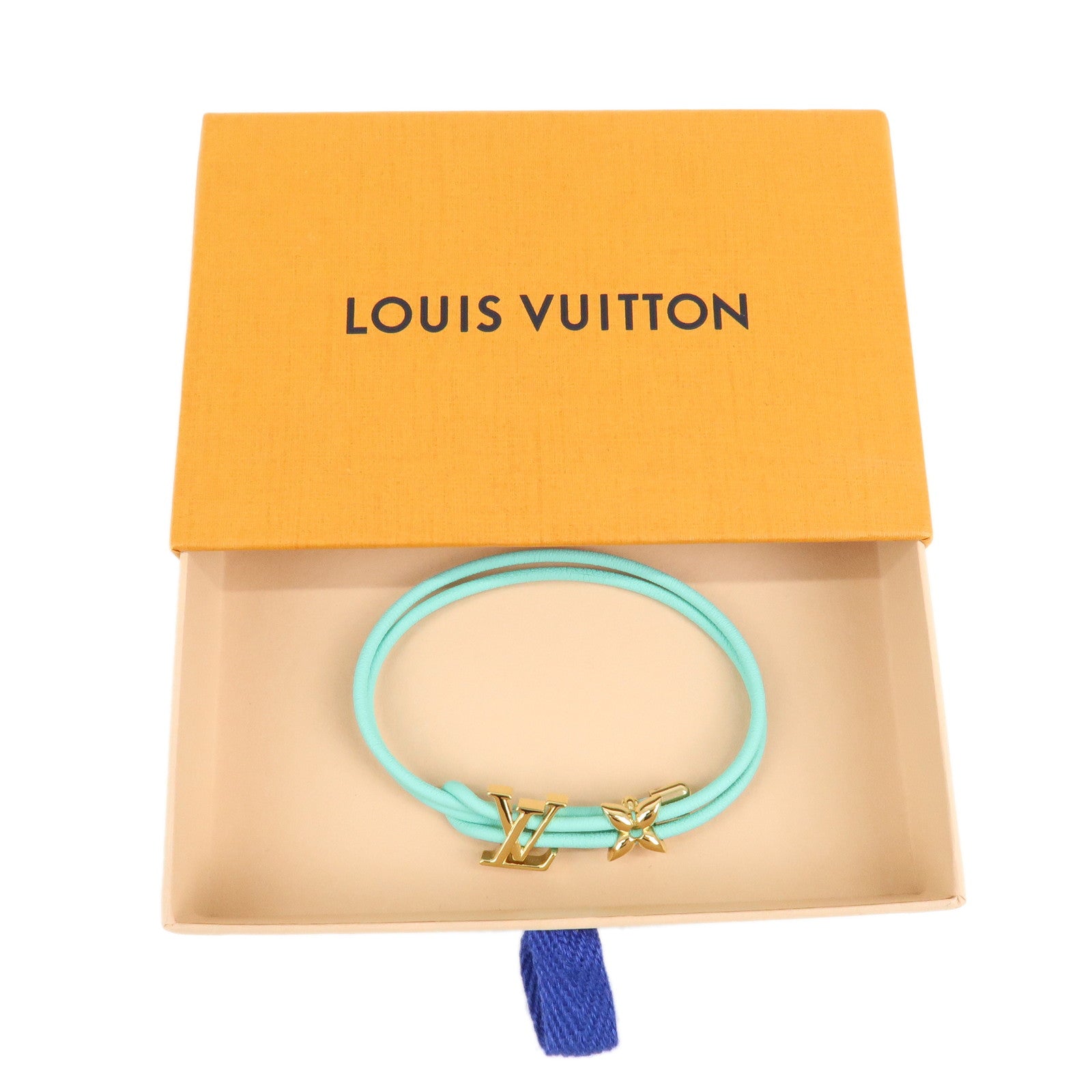 Louis Vuitton LV Bloom Leather Bracelet Blue Lagoon M0973Z